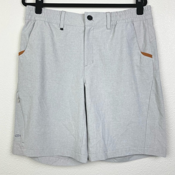 Grundens Men's 34 Grey Fishing Shorts 10" Inseam Stretch Pockets Casual - Picture 1 of 13